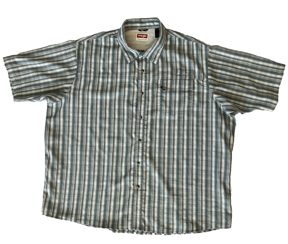 Wrangler Mens Premium Quality Button Down Shirt Plaid Wrinkle Resistant Size 3XL